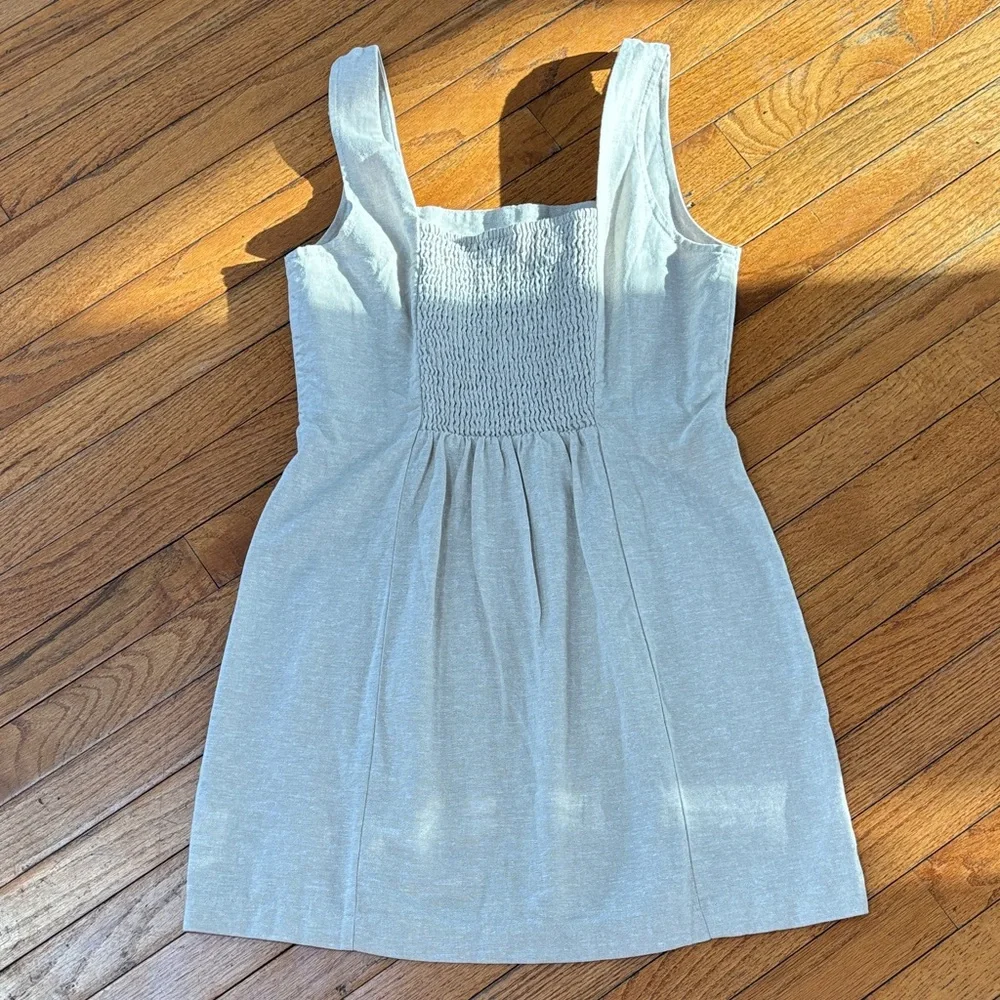 Linen Square Neck Mini Dress - Picture 5 of 6